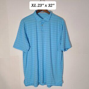 Peter Millar Featherweight Men's Blue Striped Golf Polo